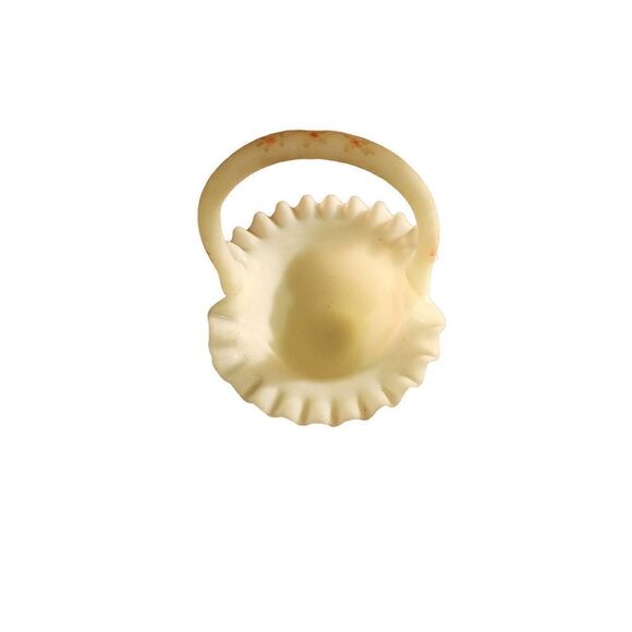 Fenton vintage Vaseline glass basket in good condition. Hand painted. - Picture 2 of 9